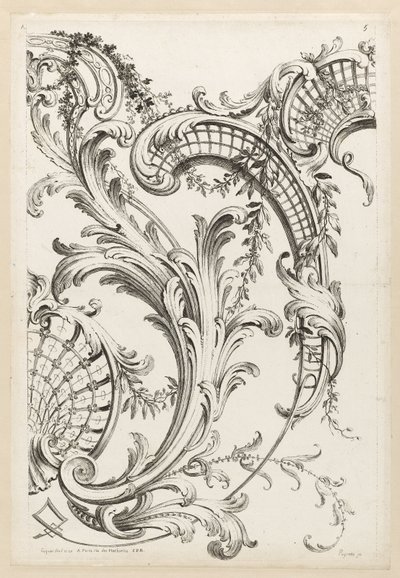 Cartouches en coquille et motif de feuille d