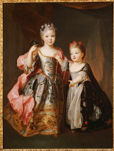 Portrait de deux jeunes filles, dit être Adélaïde et Victoire, filles de Louis XV - Alexis Simon Belle