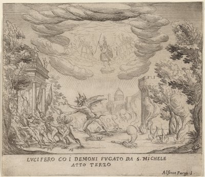 Lucifer et les démons fuyant Saint Michel - Alfonso Parigi II