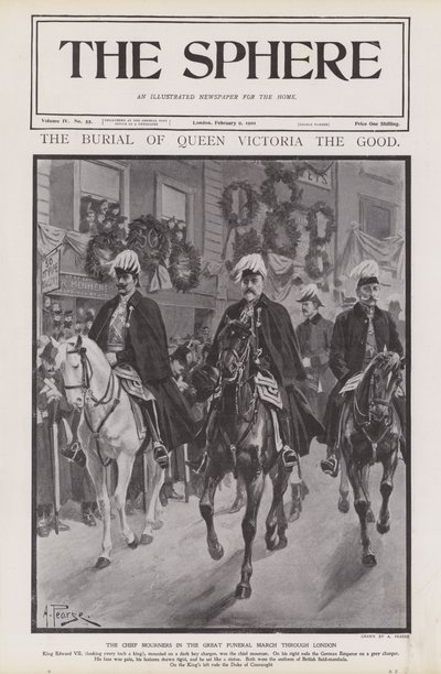 Les principaux pleureurs lors du cortège funèbre de la reine Victoria à travers Londres - Alfred (after) Pearse