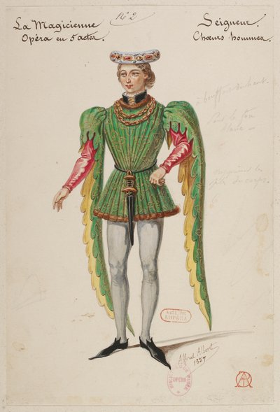 Halévy - La magicienne - maquettes de costumes par Alfred Albert - 02. Seigneur, choeurs hommes - Alfred Albert