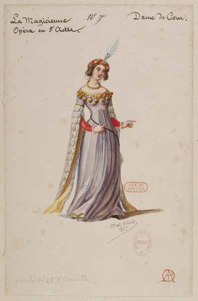 Halévy - La magicienne - maquettes de costumes par Alfred Albert - 07. Dame de cour - Alfred Albert