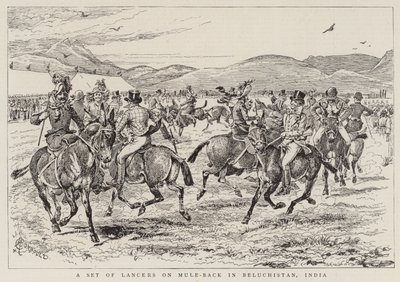 Un Groupe de Lanciers à Dos de Mule au Baloutchistan, Inde - Alfred Chantrey Corbould