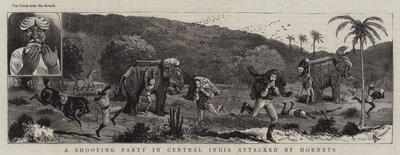 Une partie de chasse en Inde centrale attaquée par des frelons - Alfred Chantrey Corbould