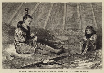Femme esquimaude et enfant à Lievely (ou Godhavn) sur l