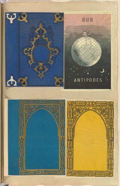 Quatre couvertures de livres lithographiées, une pour Nos Antipodes - Alfred Crowquill
