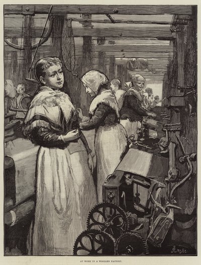 Au travail dans une usine de laine - Alfred Edward Emslie