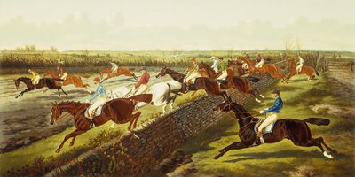 Un steeplechase (huile sur toile) - Alfred Frank de Prades
