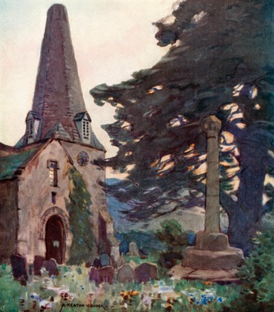 Église et croix de Porlock - Alfred Heaton Cooper