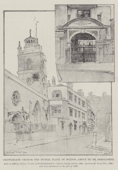 Église de Cripplegate, le Lieu de Sépulture de Milton, sur le point d
