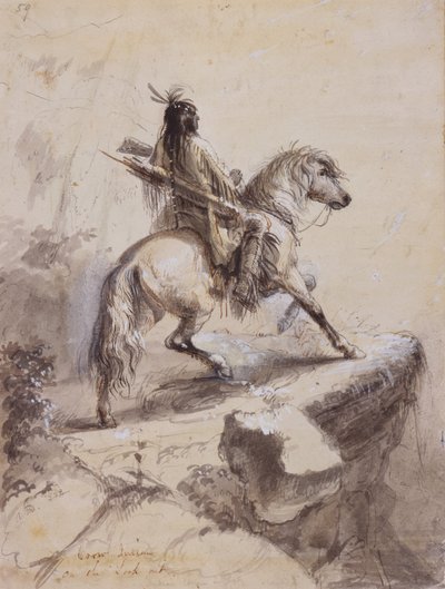Indien Crow en vigie, vers 1837 - Alfred Jacob Miller