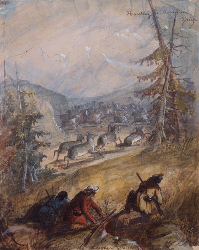 Chasse au mouton de montagne, c.1837 - Alfred Jacob Miller