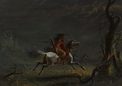 Indiens dans une tempête : scène nocturne - Alfred Jacob Miller