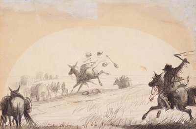 Mule jetant son paquet, c.1837 - Alfred Jacob Miller