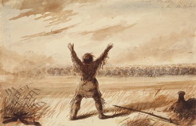 Trappeur dérangé dans son repos par un troupeau de bisons - Alfred Jacob Miller