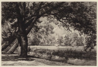 Tour de Magdalen depuis les prés de Christ Church - Alfred Louis Brunet Debaines