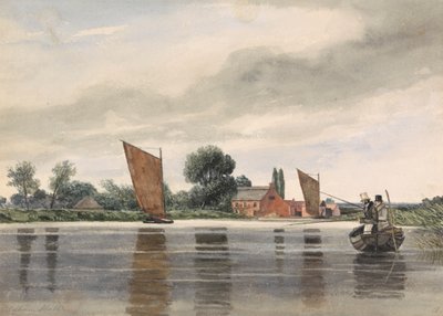 Coldham Hall, avec H. Priest et C. Turner pêchant, 1835 - Alfred Priest