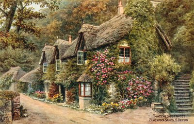 Cottages au toit de chaume, Blackpool Sands, S Devon - Alfred Robert Quinton
