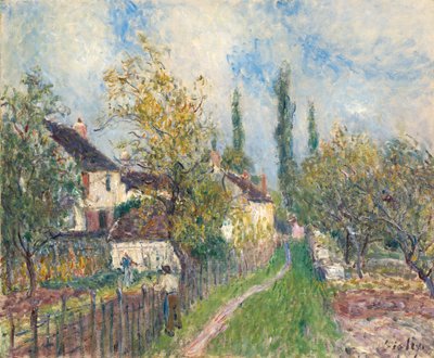 French: Un sentier aux Sablons A path at Les Sablons - Alfred Sisley