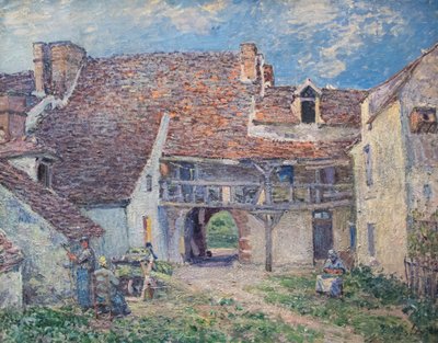 French: Cour de ferme à Saint-Mammès - Alfred Sisley