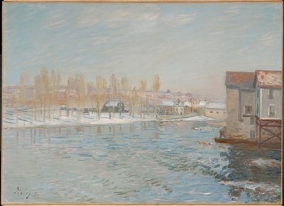 Le Loing et les moulins de Moret, effet de neige - Alfred Sisley