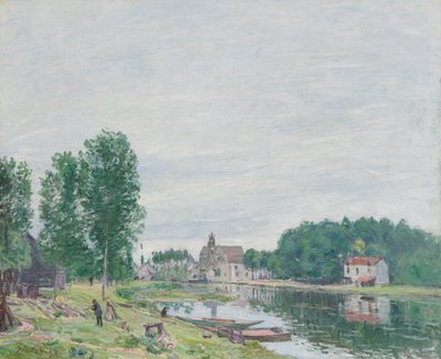 Le chantier naval Matrat, Moret-Sur-Loing, temps pluvieux - Alfred Sisley