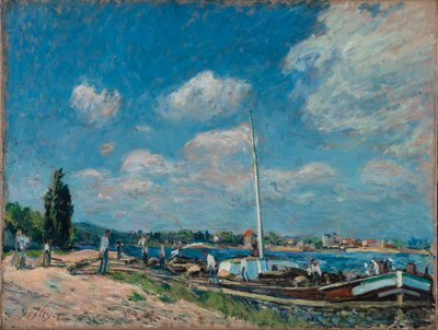 Déchargement des barges à Billancourt, 1877 - Alfred Sisley