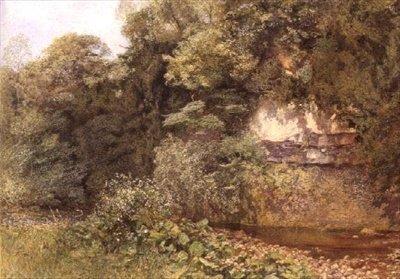 Une piscine tranquille sous les rochers - Alfred William Hunt