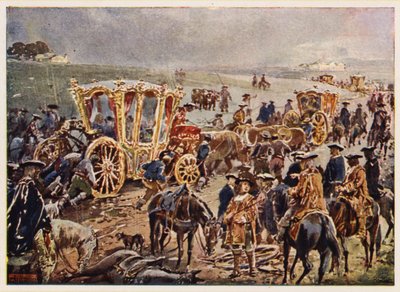 Le roi Jean V du Portugal voyageant vers la frontière espagnole - Alfredo Roque Gameiro
