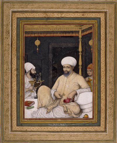 Ali Riza (peintre). Le sultan Ibrahim Adil Shah II vénère un saint soufi, Bijapur, vers 1620-30, British Museum, Londres - Ali Riza