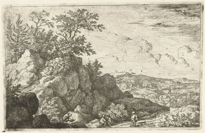 Paysage montagneux avec un homme et un chien - Allaert van Everdingen