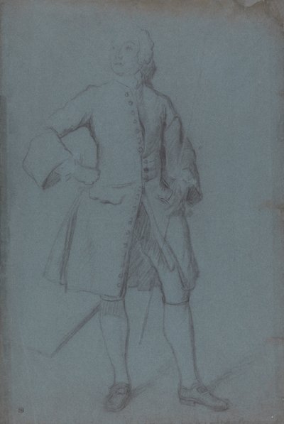 Homme debout tenant un bâton dans sa main gauche, en pied - Allan Ramsay