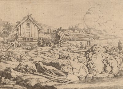 Bateau à une rive avec trois chèvres, probablement vers 1645-1656 - Allart van Everdingen