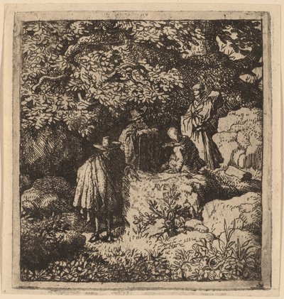 Quatre figures sous un arbre, probablement vers 1645-1656 - Allart van Everdingen