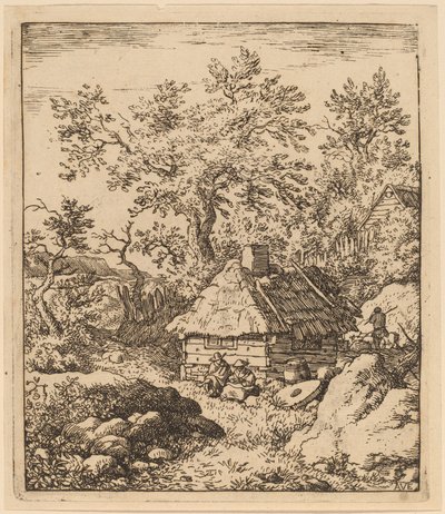 Paysage avec meule près d