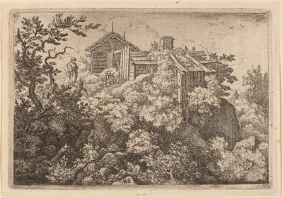 Trois cottages sur un rocher - Allart van Everdingen