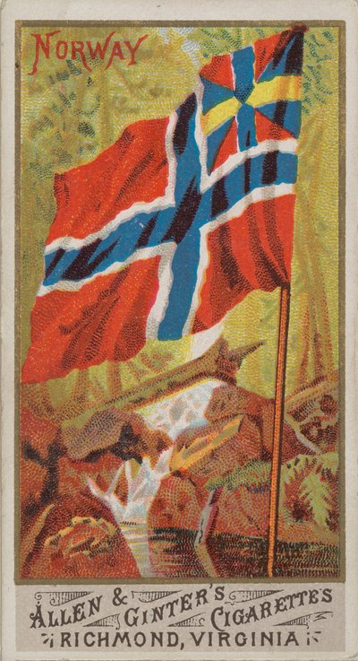 Norvège, de la série Flags of All Nations, Série 1 N9 pour Allen & Ginter Cigarettes Brands, 1887. - Allen and Ginter