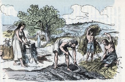Vie quotidienne en Préhistoire : scène de travaux agricoles à l