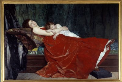 Femme endormie et enfant dormant - Alphonse Eugene Felix Lecadre