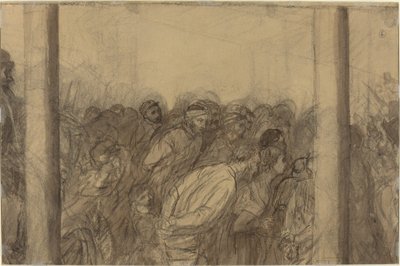 Foule de gens vue entre deux colonnes (verso) - Alphonse Legros