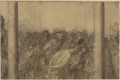 Foule de personnes vue entre deux colonnes [verso] - Alphonse Legros