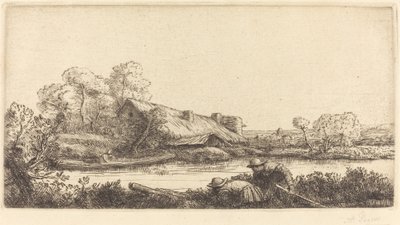 La ferme sur la rivière : Effet du soir - Alphonse Legros