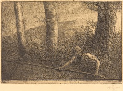 Pêcheur avec un filet cerceau - Alphonse Legros