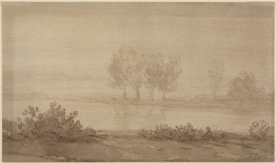 Paysage - quatre arbres au-delà d
