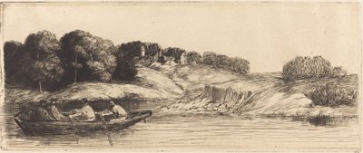 Paysage avec bateau, 1ère plaque - Alphonse Legros