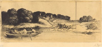 Paysage avec bateau - Alphonse Legros