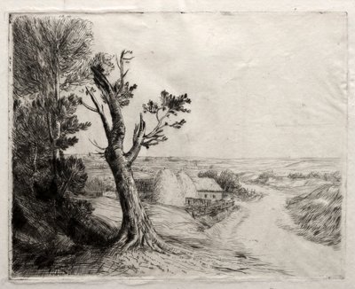 Paysage avec des meules de paille - Alphonse Legros