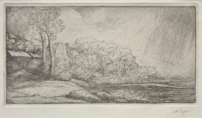 Paysage avec deux arbres - Alphonse Legros