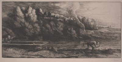 Paysage avec bateau - Alphonse Legros