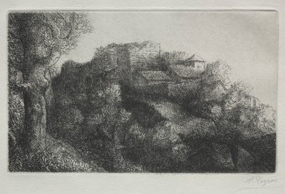 Paysage avec bâtiments - Alphonse Legros